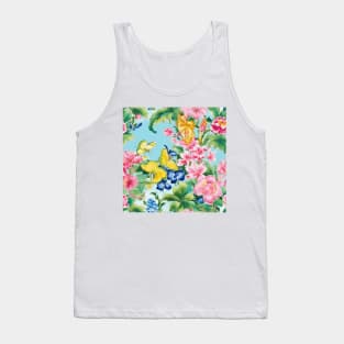 Peonies and butterflies on light turquoise Tank Top